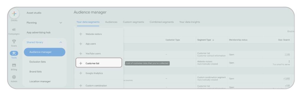 Create a customer list